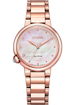Японские наручные  женские часы Citizen EM0912 84Y Коллекция Eco Drive Кварцевые