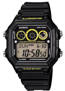 Японские наручные  мужские часы Casio AE 1300WH 1A Коллекция Digital Кварцевые