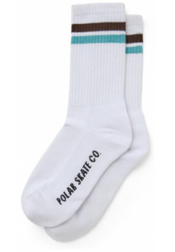 Носки POLAR SKATE CO  Stripe Socks White/Brown/Mint 2022 5056336638269 Дизайнеры