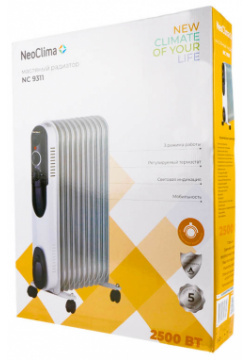Масляный радиатор Neoclima NC 9311 (11 секций  2500 Вт механический термостат)