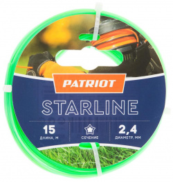 Леска для триммеров Patriot Starline 805201061  звезда 2 4 мм 15 м 4мм*15м (звезда зе