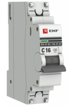 Автоматический выключатель EKF PROxima ВА 47 63 16A/1P  4 5 кА С автомат 16А/1П