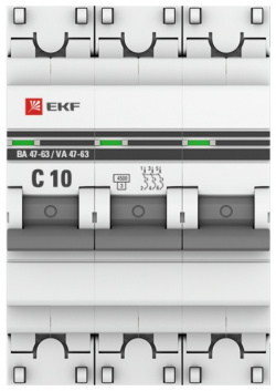 Автоматический выключатель EKF PROxima BA 47 63 10А/3P  4 5 кА C автомат ВА 10А/3П