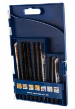 Набор пилок для лобзика Практика 640 490  7 типов 10 шт кассета