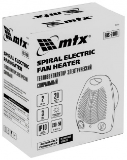 Тепловентилятор электрический спиральный MTX FHS 2000 96413 (термостат  мощность вт вес 1 кг)