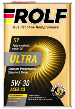 Синтетическое моторное масло  Rolf Ultra 5W 30 C3 SN/CF 4л металл 9375341
