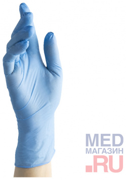 Перчатки медиц  диагностич нитриловые неопудренные нестирильные смотровые Benovy (голубые 100 пар)