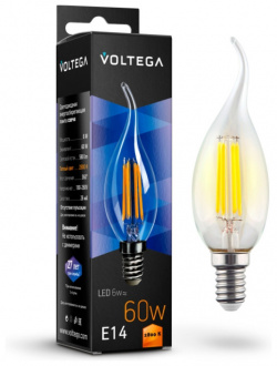 Филаментная светодиодная лампа E14 6W 2800К (теплый) Crystal Voltega 7017 