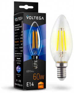 Филаментная светодиодная лампа E14 6W 2800К (теплый) Crystal Voltega 7019 