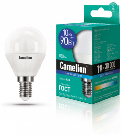 Светодиодная лампа E14 10W 6500К (холодный) G45 Camelion LED10 G45/865/E14 (13569) 