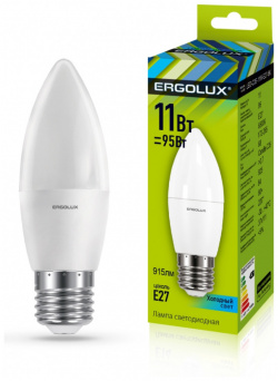Светодиодная лампа E27 11W 4500К (белый) Ergolux LED C35 4K (13622) 