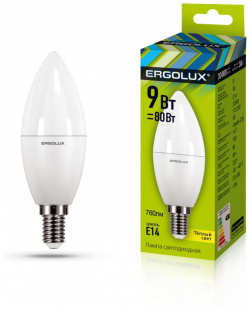 Светодиодная лампа E14 9W 3000K Ergolux LED C35 3K 13167 