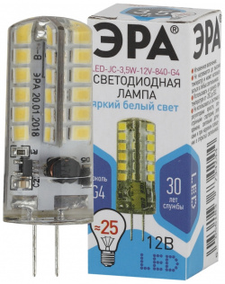 Лампа светодиодная ЭРА G4 3 5W 4000K прозрачная LED JC 12V 840 Б0033196 