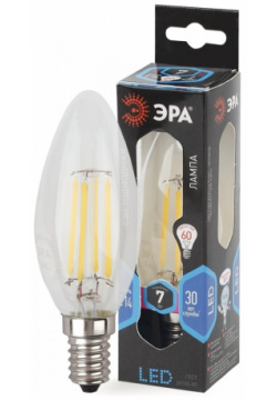 Лампа светодиодная филаментная ЭРА E14 7W 4000K прозрачная F LED B35 840 Б0027943 