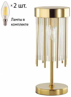 Настольная лампа с лампочками Odeon Light York 4788/2T+Lamps E14 Свеча 