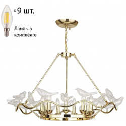 Подвесная люстра с лампочками Favourite Pajaritos 1750 9P+Lamps E14 Свеча 