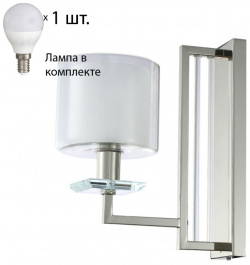 Бра Crystal Lux с лампочкой NICOLAS AP1 NICKEL/WHITE+Lamps E14 P45 
