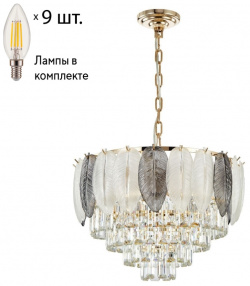 Подвесная люстра с лампочками Favourite Dolor 2982 9P+Lamps E14 Свеча 