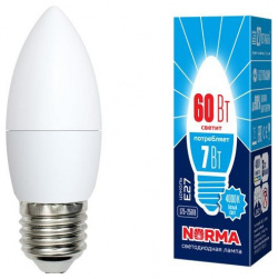 Светодиодная лампа E27 7W 4000K (белый) Norma Volpe LED C37 7W/NW/E27/FR/NR (UL 00003798) картон