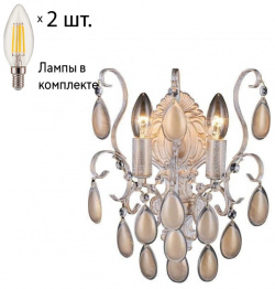 Бра Crystal Lux с лампочками Sevilia AP2 Gold+Lamps E14 Свеча 