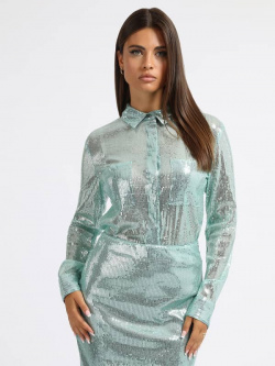 Рубашка Пайетки Guess из синтетической ткани Классический воротник