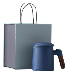 Фарфоровая чашка для чая с керамическим фильтром Xiaomi Zesee Selected Ceramic Tea Cup Dark Blue 