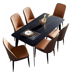 Комплект обеденной мебели Стол 1 6 м и стульев Xiaomi Linsy Light Luxury Table and Chairs Black (JI2R A+LS073S4 A)