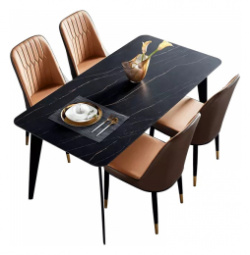 Комплект обеденной мебели Стол 1 6 м и 4 стула Xiaomi Linsy Light Luxury Table and Four Chairs Black (JI2R A+LS073S4 A) 
