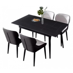 Комплект обеденной мебели Стол 1 6 м и 4 стула Xiaomi 8H Jun Rock Board Dining Table and Four Chairs Black/Beige (YB1+YB3) 