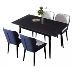 Комплект обеденной мебели Стол 1 6 м и 4 стула Xiaomi 8H Jun Rock Board Dining Table and Four Chairs Black/Grey&Blue (YB1+YB3) 