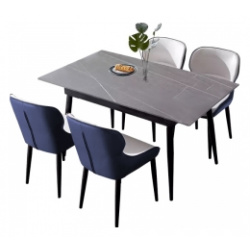 Комплект обеденной мебели Стол 1 6 м и 4 стула Xiaomi 8H Jun Rock Board Dining Table and Four Chairs Grey/Grey&Blue (YB1+YB3) 