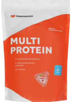 Мультикомпонентный протеин  вкус «Клубника со сливками» 600 гр PureProtein