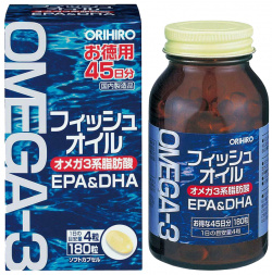 Омега 3  180 капсул ORIHIRO Биодобавка в виде мягких содержит