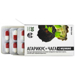 Грибная серия "Агарикус+Чага с мумиё"  30 капсул по 450 мг Алфит Плюс