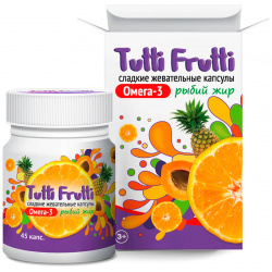 Омега 3 для детей  45 жевательных капсул Tutti Frutti