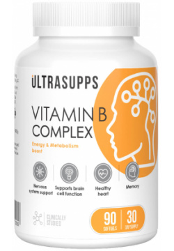 Витамины группы В  90 капсул Ultrasupps Дефицит этих витаминов может привести к