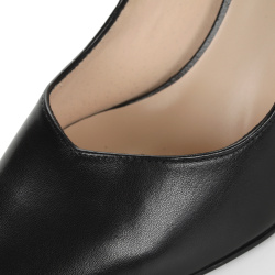 Черные туфли лодочки из кожи на подкладке натуральной фигурном каблуке Respect