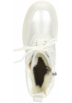 Белые дутики на шнуровке из комбинированных материалов подкладке натуральной шерсти рифленой подошве Respect