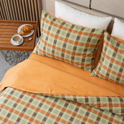 Комплект постельного белья 2 спальный  зелёный с оранжевым Respect