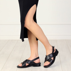 Черные сандалии из гладкой кожи RESPECT PREMIUM 