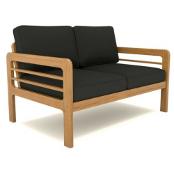 Садовый диван кушетка Soft Element Бергер С  черный массив дерева подлокотники подушки на террасу веранду для дачи бани в комнату отдыха