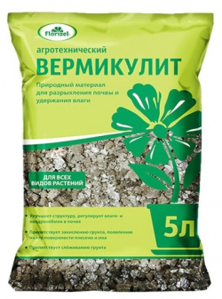 Вермикулит FlorizeL Агротехнический зеленый  5 л 0 64 кг Природный материал для