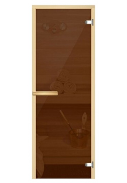 Дверь для сауны и бани АКМА Aspen M 8х20 (бронза  8 мм коробка осина арт 226M) Д