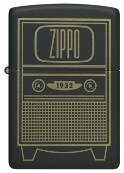 Оригинальная бензиновая зажигалка ZIPPO Classic 48619 Vintage TV Design с покрытием Black Matte  Винтажный телевизор