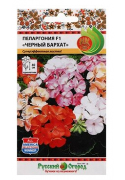 Семена цветов Пеларгония Черный бархат  смесь 5 шт Русский Огород