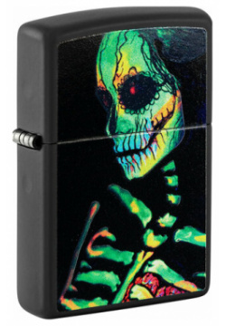 Зажигалка кремниевая "Skeleton Design" с покрытием Black Light  черная Zippo 48761