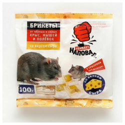 Тесто брикеты от крыс и мышей  со вкусом сыра пакет 100 г Наповал Артикул: