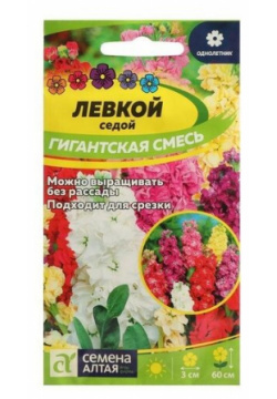 Семена цветов Левкой "Гигантская"  смесь окрасок Сем Алт ц/п 0 2 г Алтая