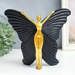 Сувенир полистоун "Девушка бабочка" чёрный с золотом 25х8х20 5 см Сима лэнд 