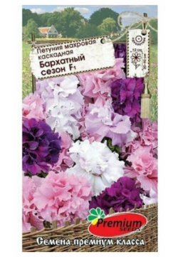 Семена цветов Петуния махровая крупноцветковая Бархатный сезон F1  смесь О 10шт Premium seeds
